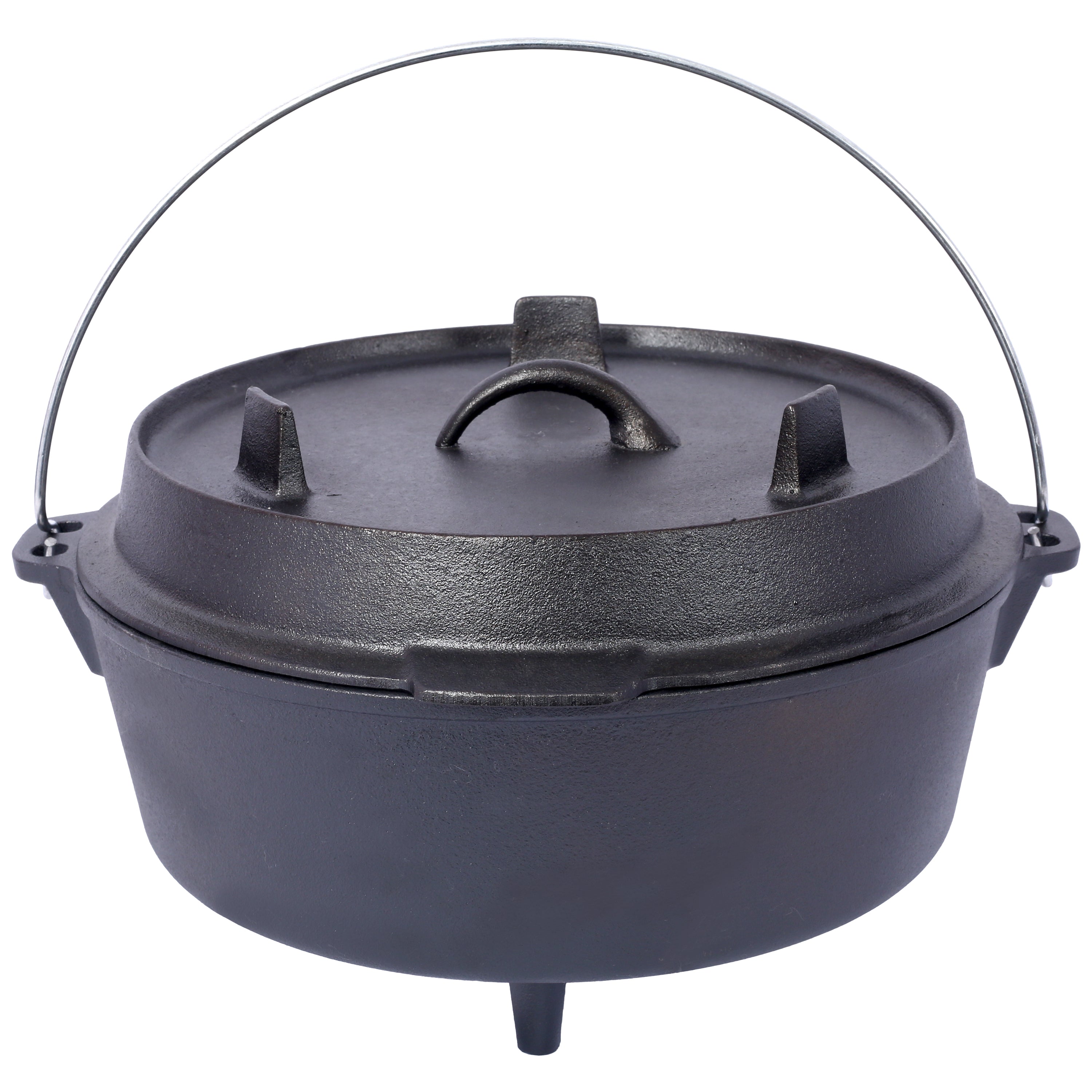 Cast iron Dutch oven with lid, outdoor camping deep pot, used for camping, cooking, barbecue and leg rest, 4.5 quarts