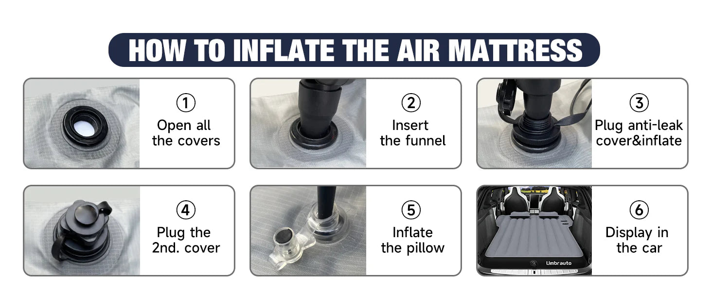 Umbrauto Tesla Y Car Camping SUV Thicken Air Mattress,Gray