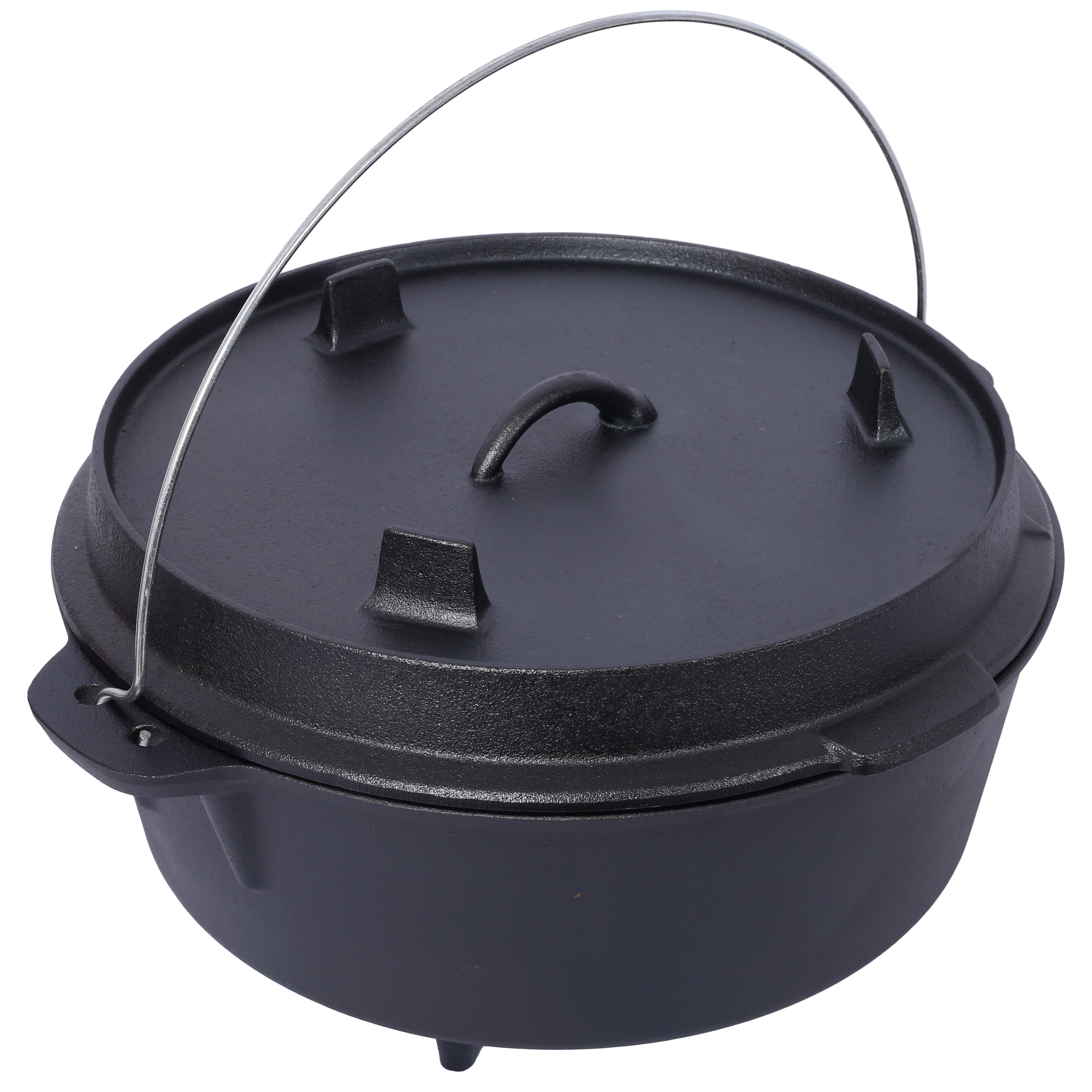 Cast iron Dutch oven with lid, outdoor camping deep pot, used for camping, cooking, barbecue and leg rest,  12 Quart