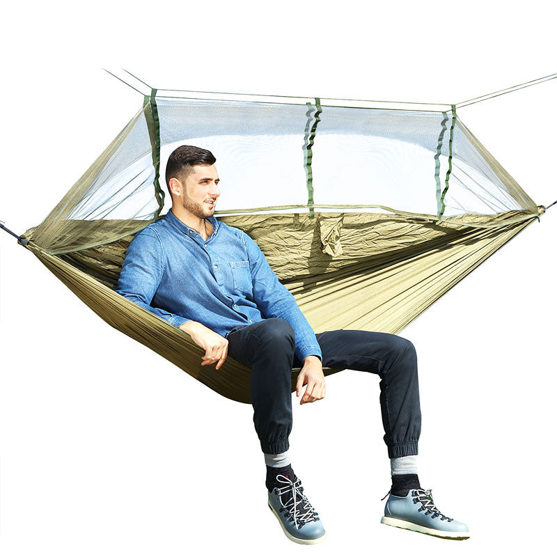 1 2 Person Outdoor Mosquito Net Parachute Hammock Camping Hanging Sleeping Bed Swing Portable  Double  Chair Hamac Army Green