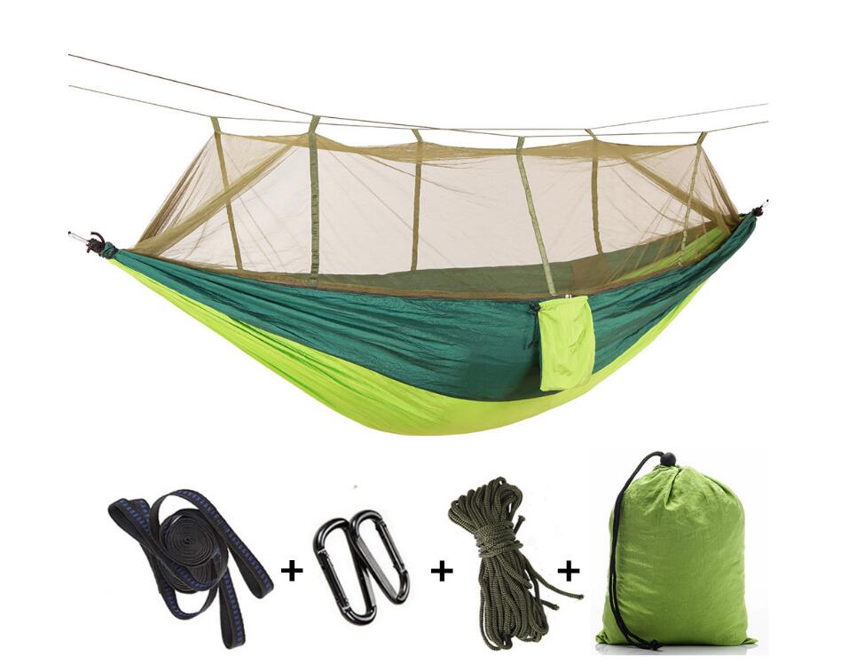 1 2 Person Outdoor Mosquito Net Parachute Hammock Camping Hanging Sleeping Bed Swing Portable  Double  Chair Hamac Army Green