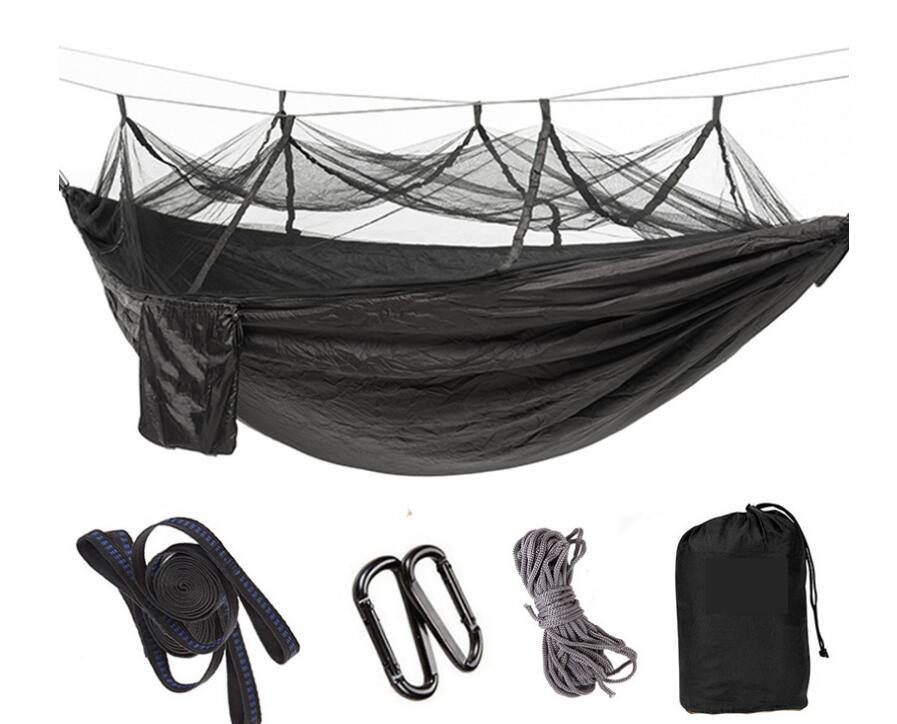 1 2 Person Outdoor Mosquito Net Parachute Hammock Camping Hanging Sleeping Bed Swing Portable  Double  Chair Hamac Army Green