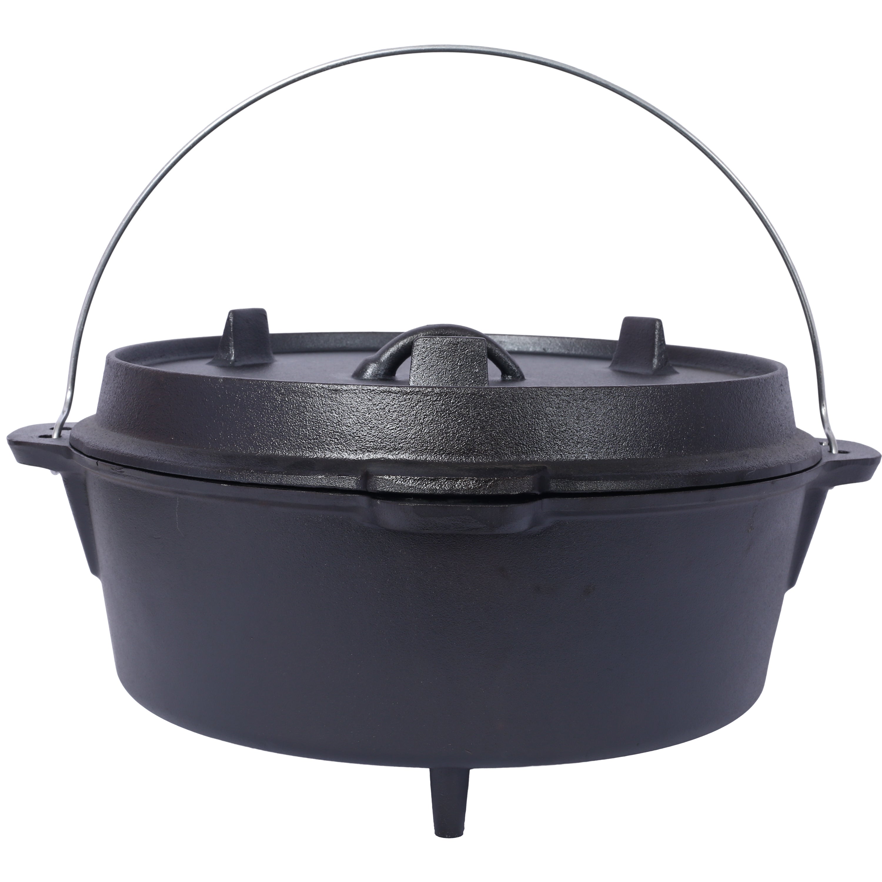 Cast iron Dutch oven with lid, outdoor camping deep pot, used for camping, cooking, barbecue and leg rest,  12 Quart