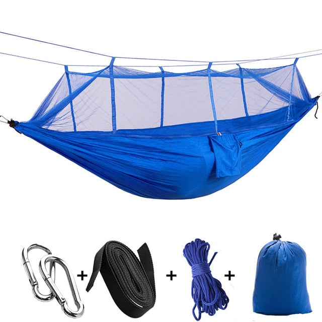 1 2 Person Outdoor Mosquito Net Parachute Hammock Camping Hanging Sleeping Bed Swing Portable  Double  Chair Hamac Army Green