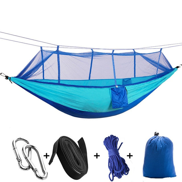 1 2 Person Outdoor Mosquito Net Parachute Hammock Camping Hanging Sleeping Bed Swing Portable  Double  Chair Hamac Army Green