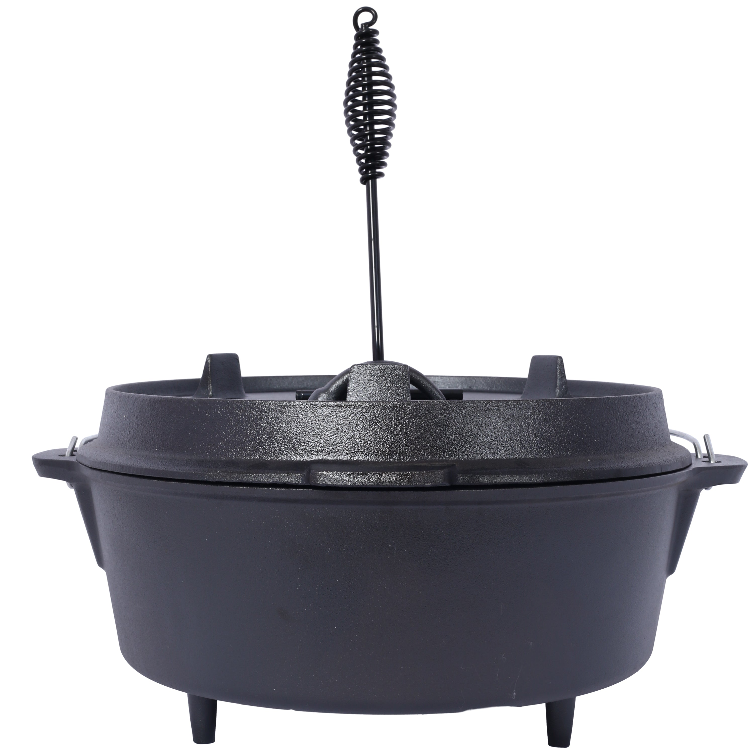 Cast iron Dutch oven with lid, outdoor camping deep pot, used for camping, cooking, barbecue and leg rest,  12 Quart
