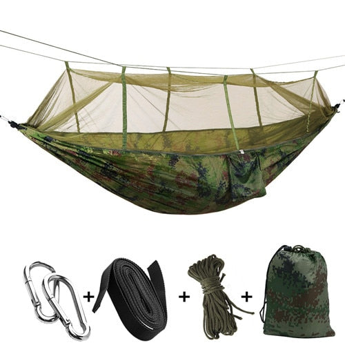 1 2 Person Outdoor Mosquito Net Parachute Hammock Camping Hanging Sleeping Bed Swing Portable  Double  Chair Hamac Army Green