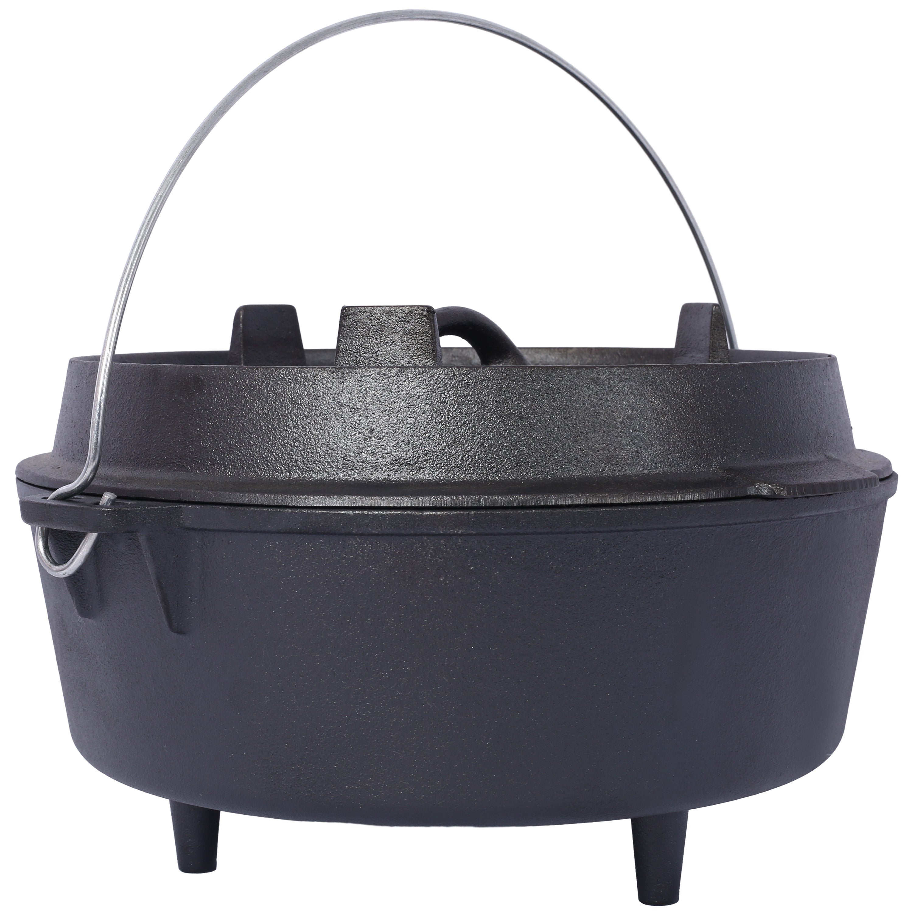 Cast iron Dutch oven with lid, outdoor camping deep pot, used for camping, cooking, barbecue and leg rest,  12 Quart