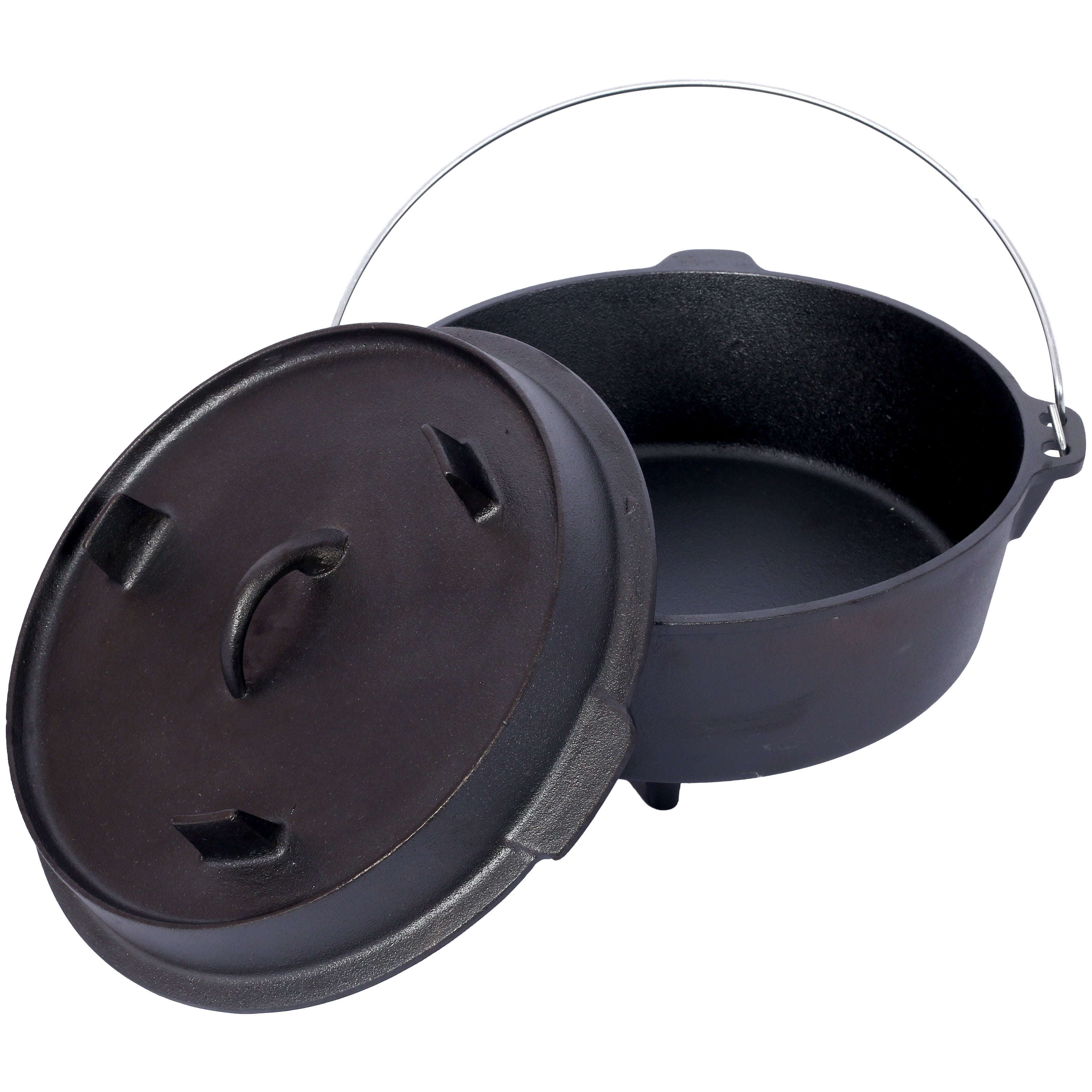 Cast iron Dutch oven with lid, outdoor camping deep pot, used for camping, cooking, barbecue and leg rest,  12 Quart