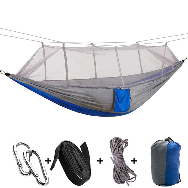 1 2 Person Outdoor Mosquito Net Parachute Hammock Camping Hanging Sleeping Bed Swing Portable  Double  Chair Hamac Army Green