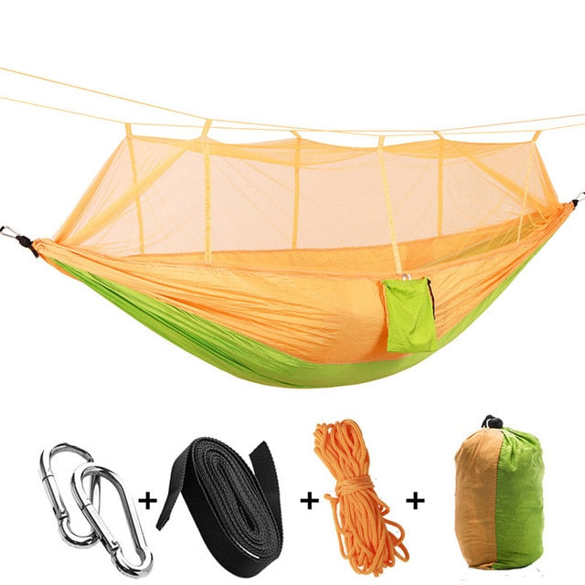 1 2 Person Outdoor Mosquito Net Parachute Hammock Camping Hanging Sleeping Bed Swing Portable  Double  Chair Hamac Army Green