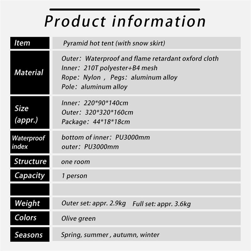 Outdoor Pyramid Tent Flame Retardant Indian Tent